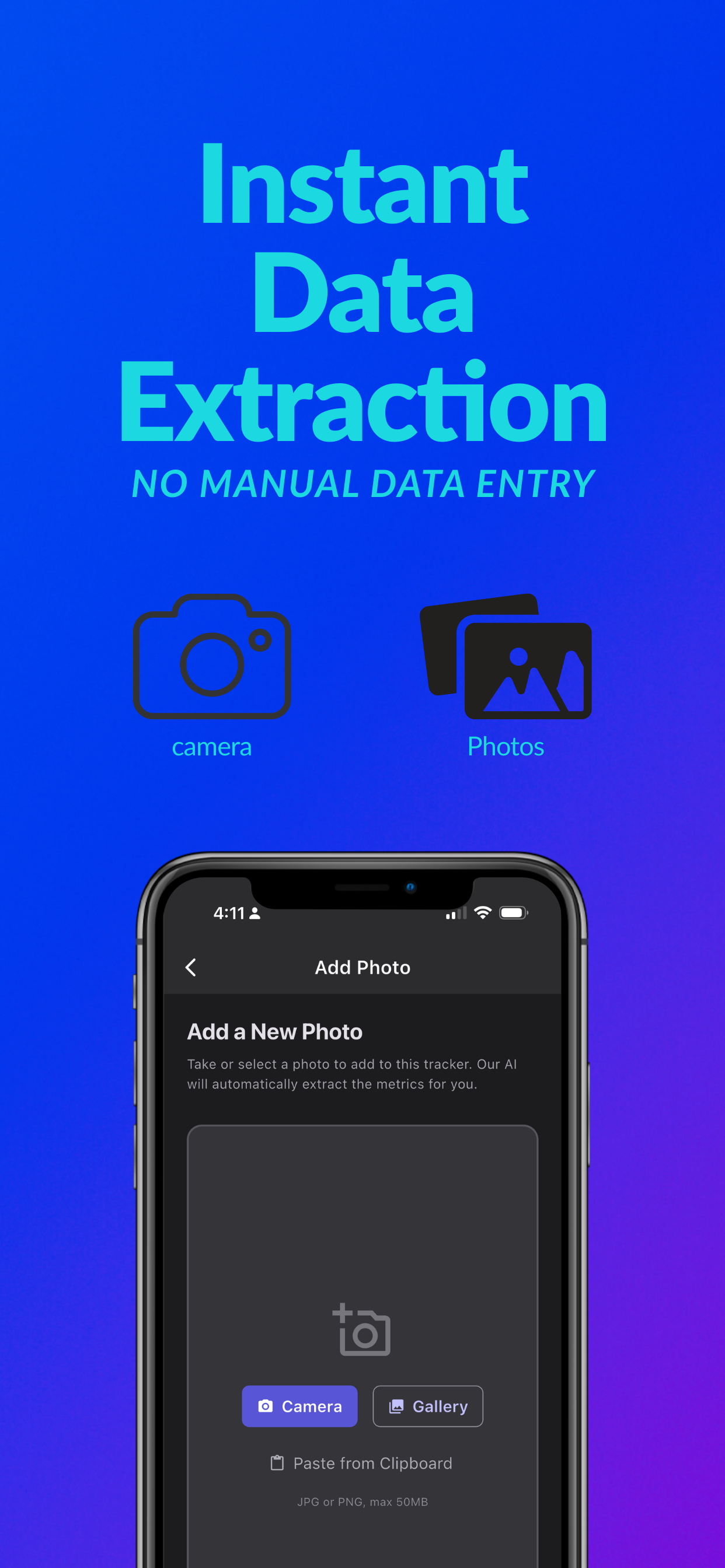 Instant Data Extraction - PhotoMetrics App Store Screenshot